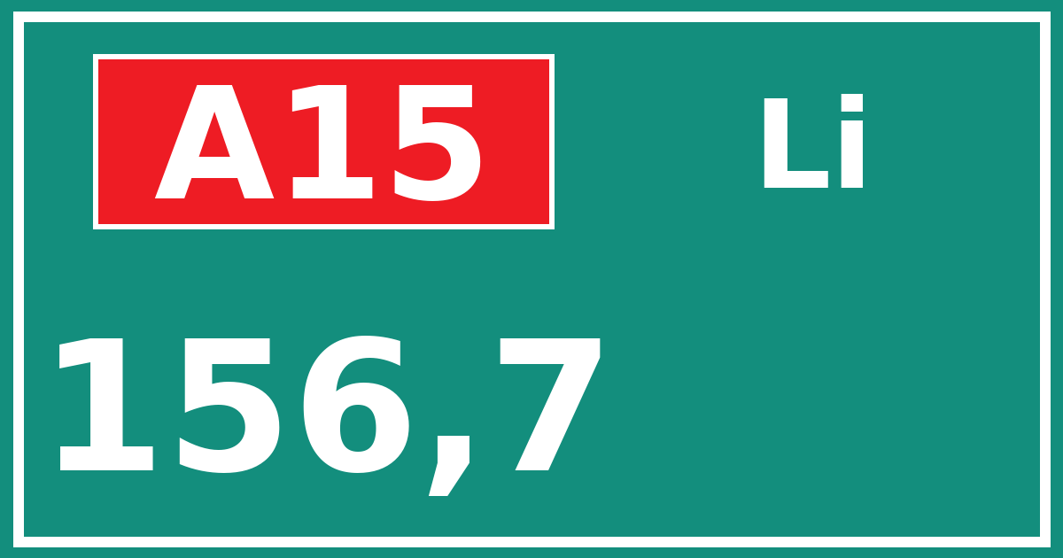 Hectometerbord A15 156,7 zijde Li