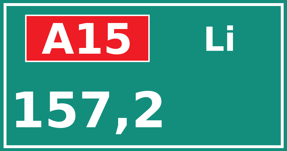 Hectometerbord A15 157,2 zijde Li