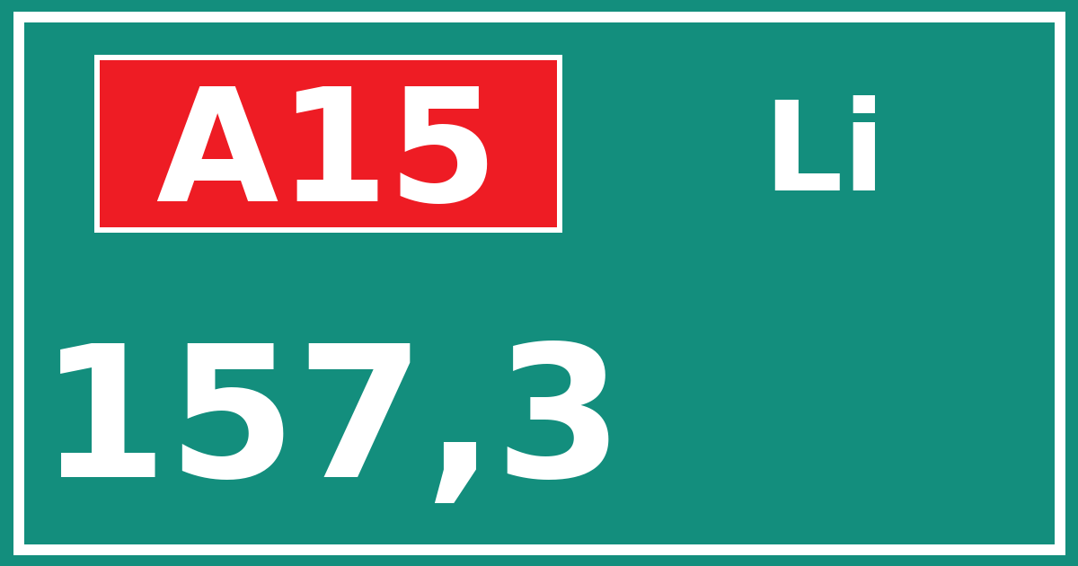 Hectometerbord A15 157,3 zijde Li