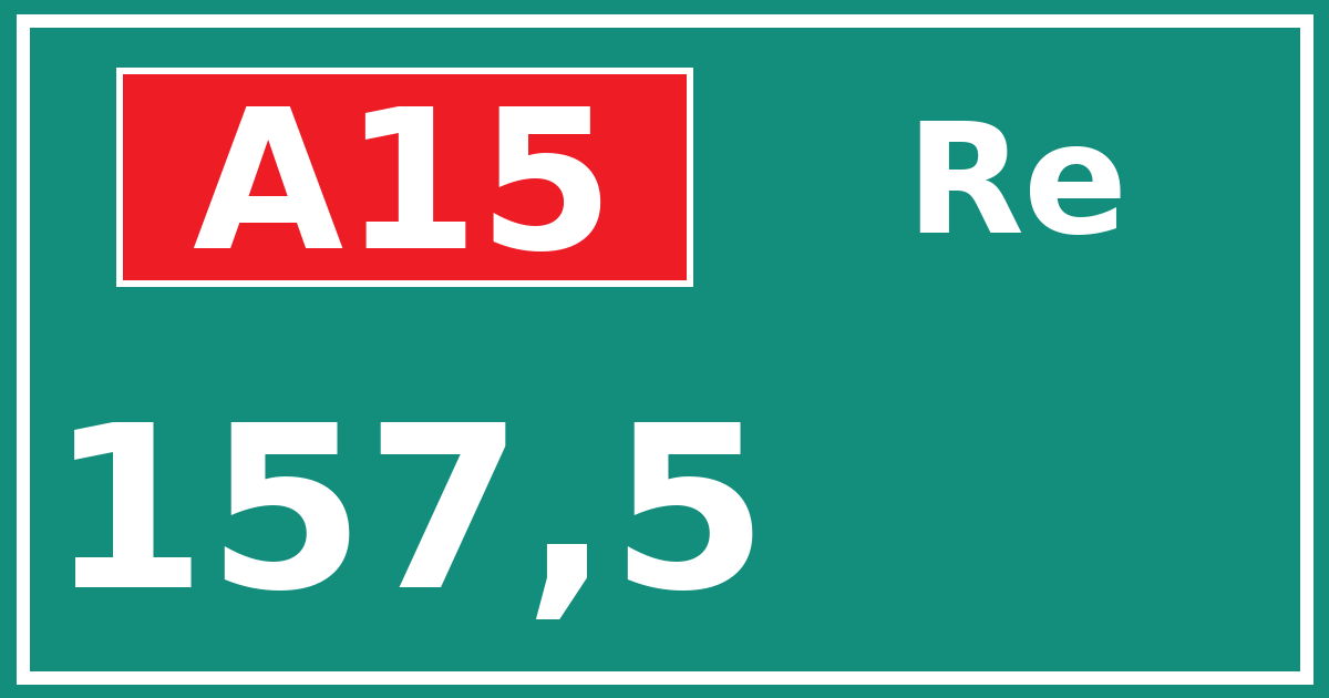 Hectometerbord A15 157,5 zijde Re