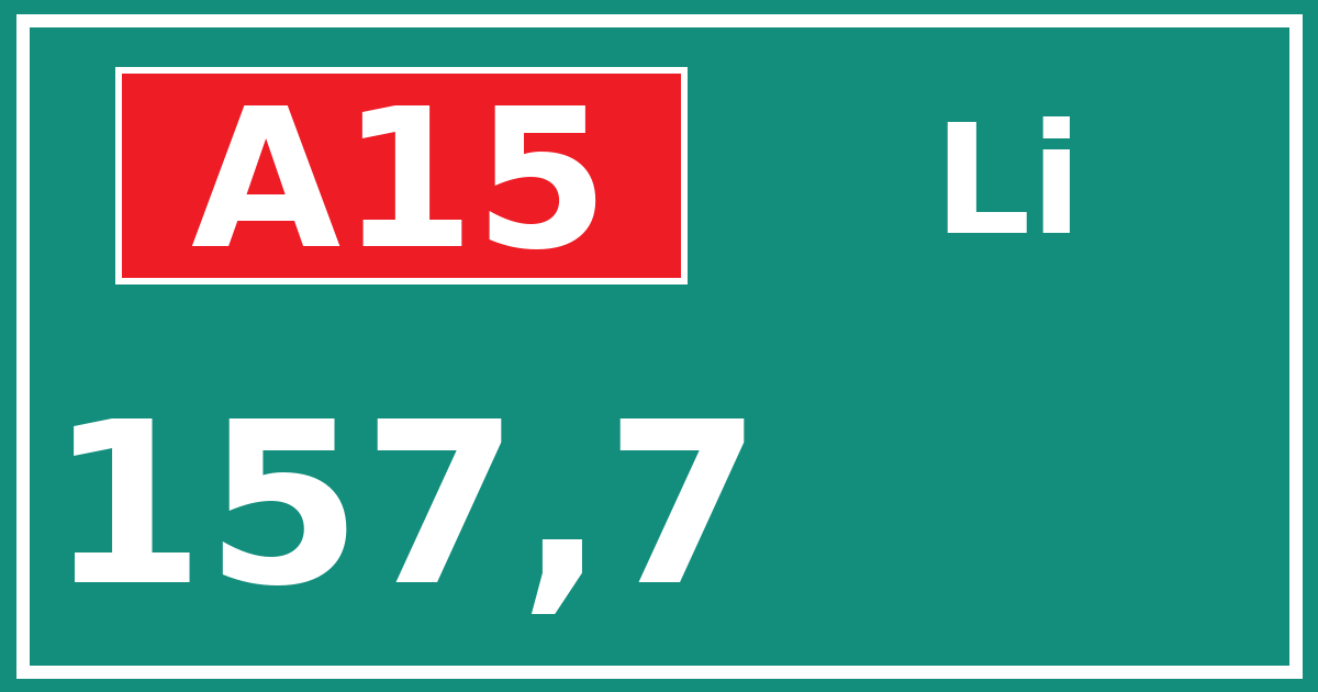 Hectometerbord A15 157,7 zijde Li