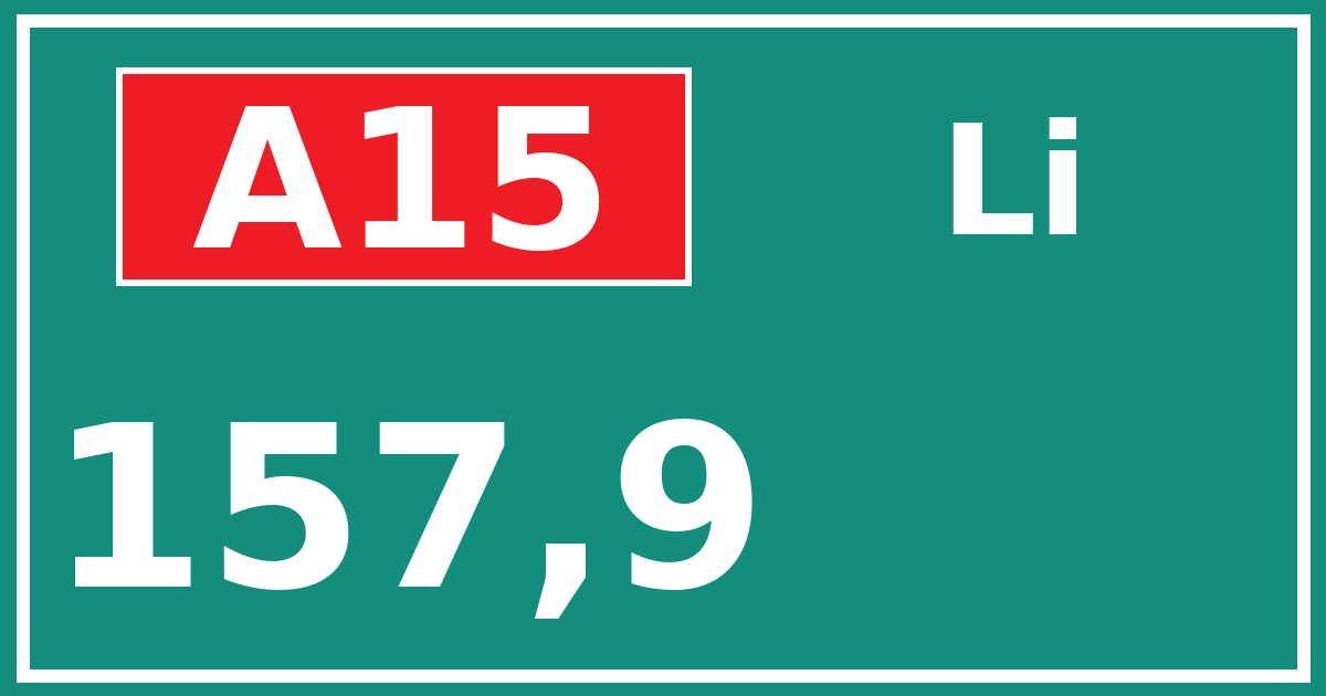 Hectometerbord A15 157,9 zijde Li