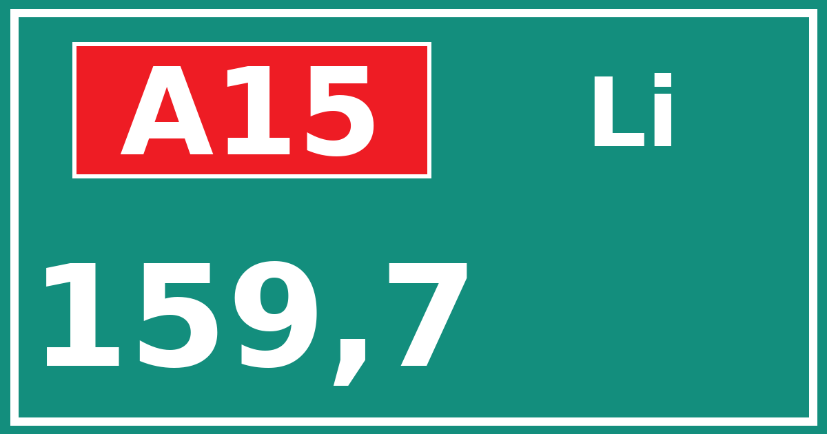 Hectometerbord A15 159,7 zijde Li