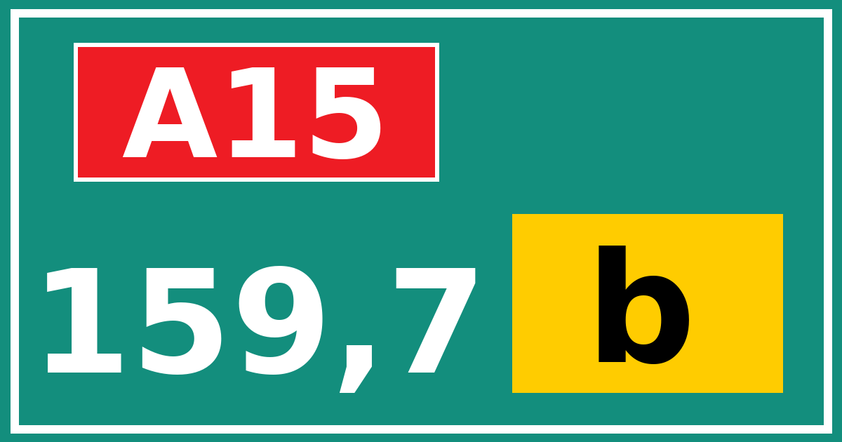 Hectometerbord A15 159,7 letter b