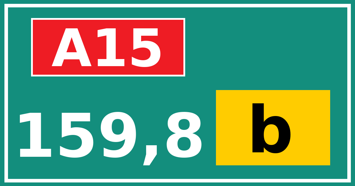 Hectometerbord A15 159,8 letter b