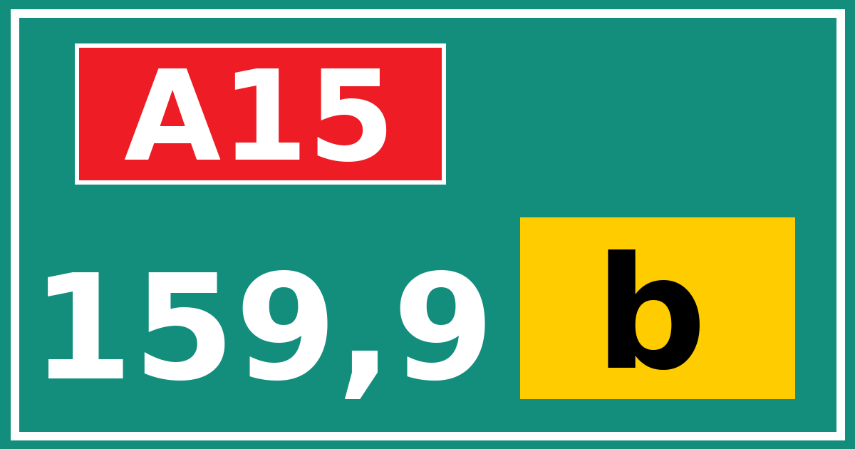 Hectometerbord A15 159,9 letter b