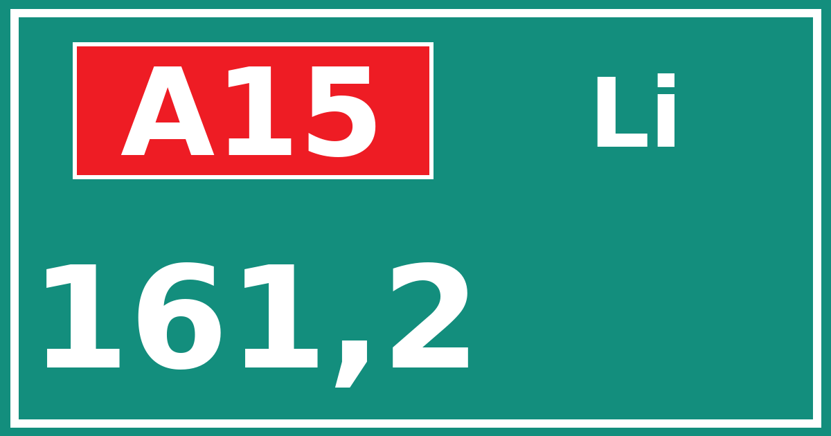 Hectometerbord A15 161,2 zijde Li