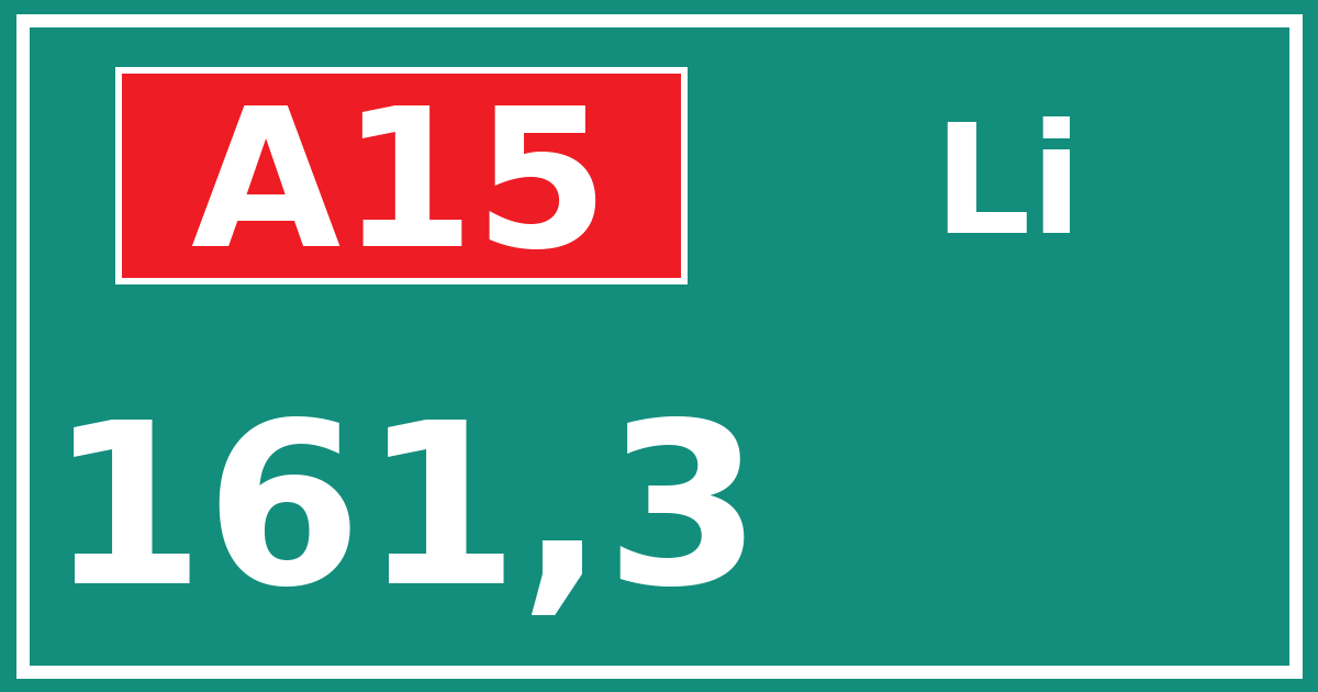 Hectometerbord A15 161,3 zijde Li