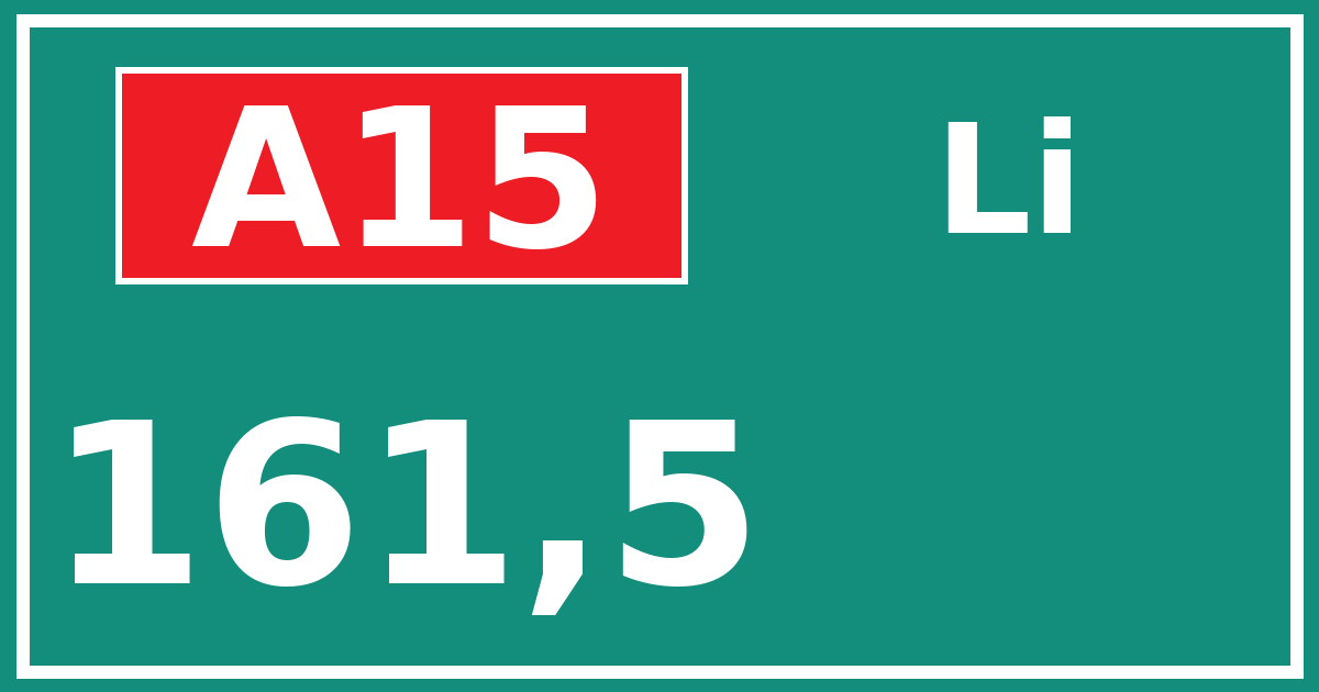 Hectometerbord A15 161,5 zijde Li
