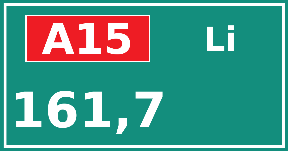 Hectometerbord A15 161,7 zijde Li