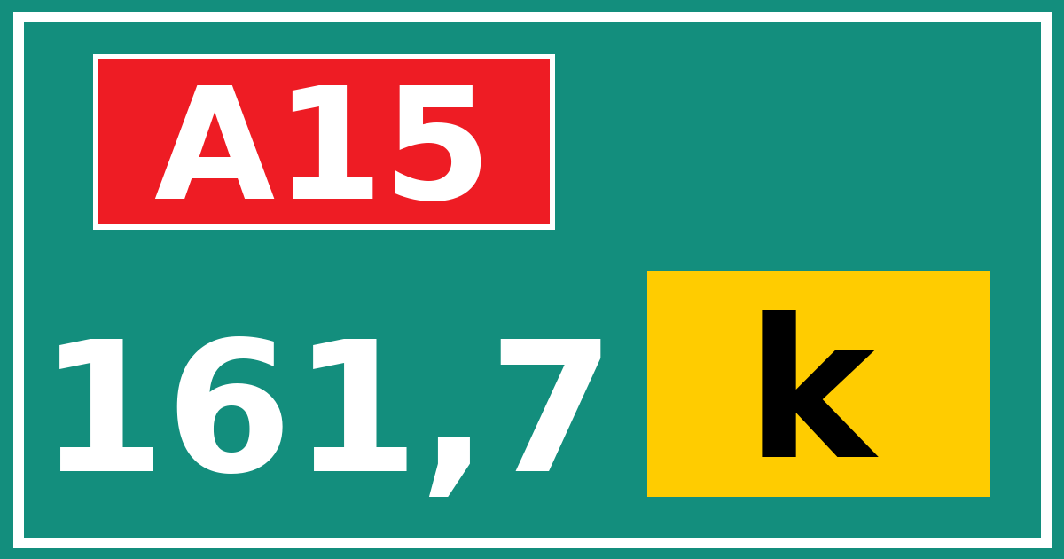 Hectometerbord A15 161,7 letter k