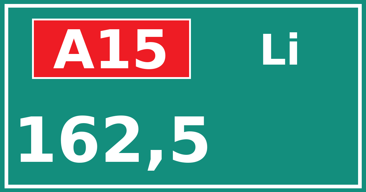 Hectometerbord A15 162,5 zijde Li