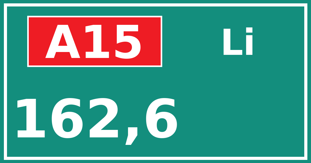 Hectometerbord A15 162,6 zijde Li