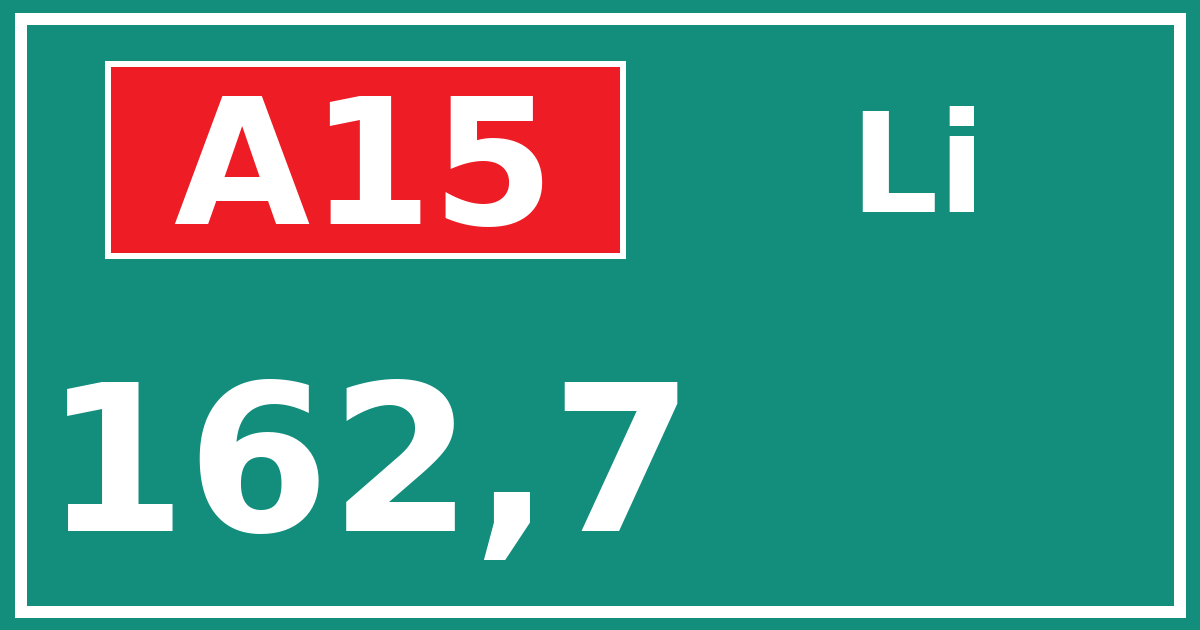 Hectometerbord A15 162,7 zijde Li