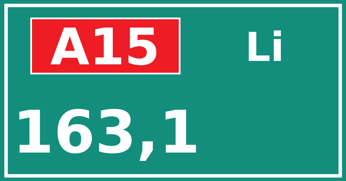 Hectometerbord A15 163,1 zijde Li