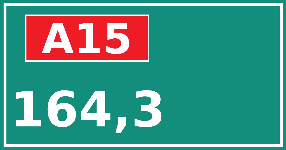 Hectometerbord A15 164,3