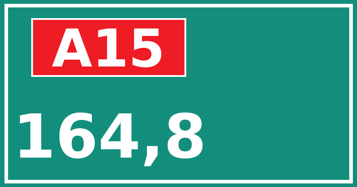 Hectometerbord A15 164,8