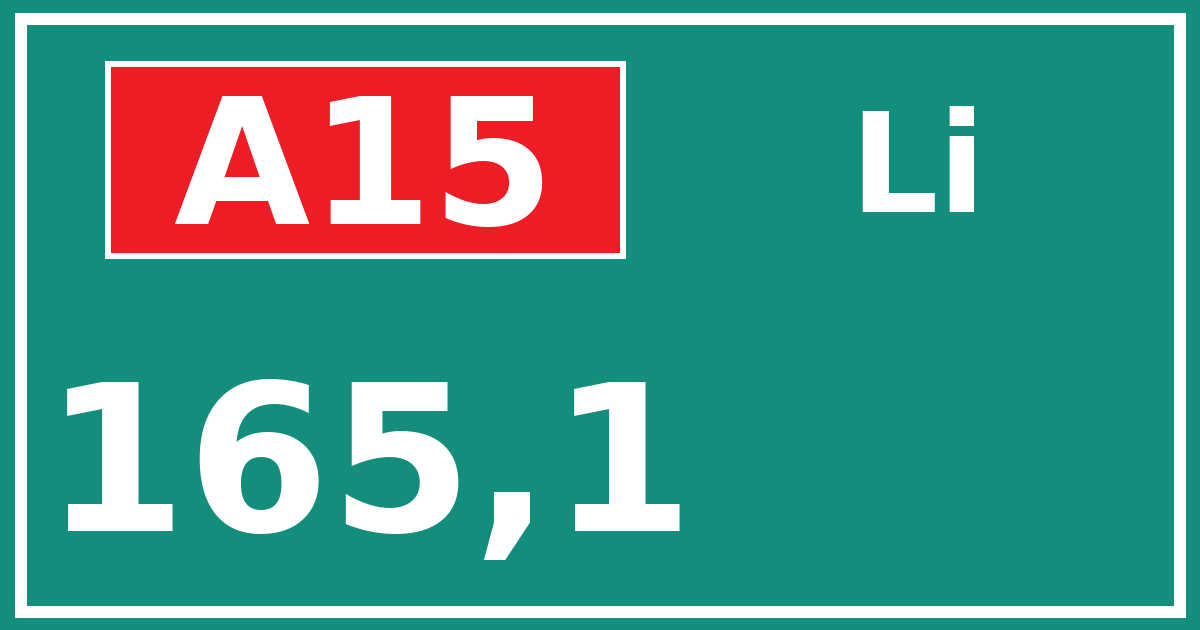 Hectometerbord A15 165,1 zijde Li