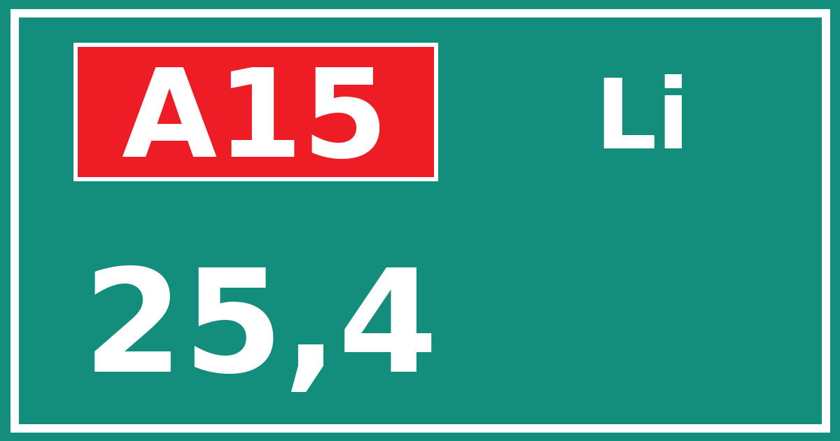 Hectometerbord A15 25,4 zijde Li