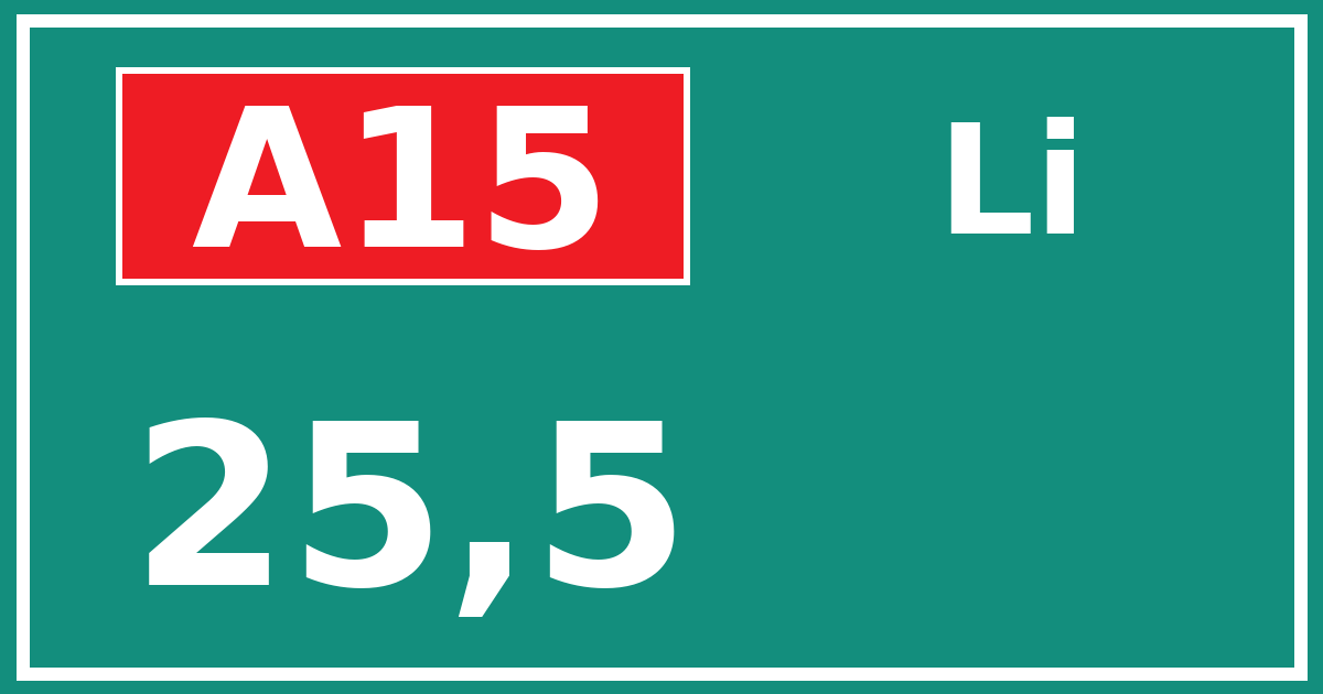 Hectometerbord A15 25,5 zijde Li