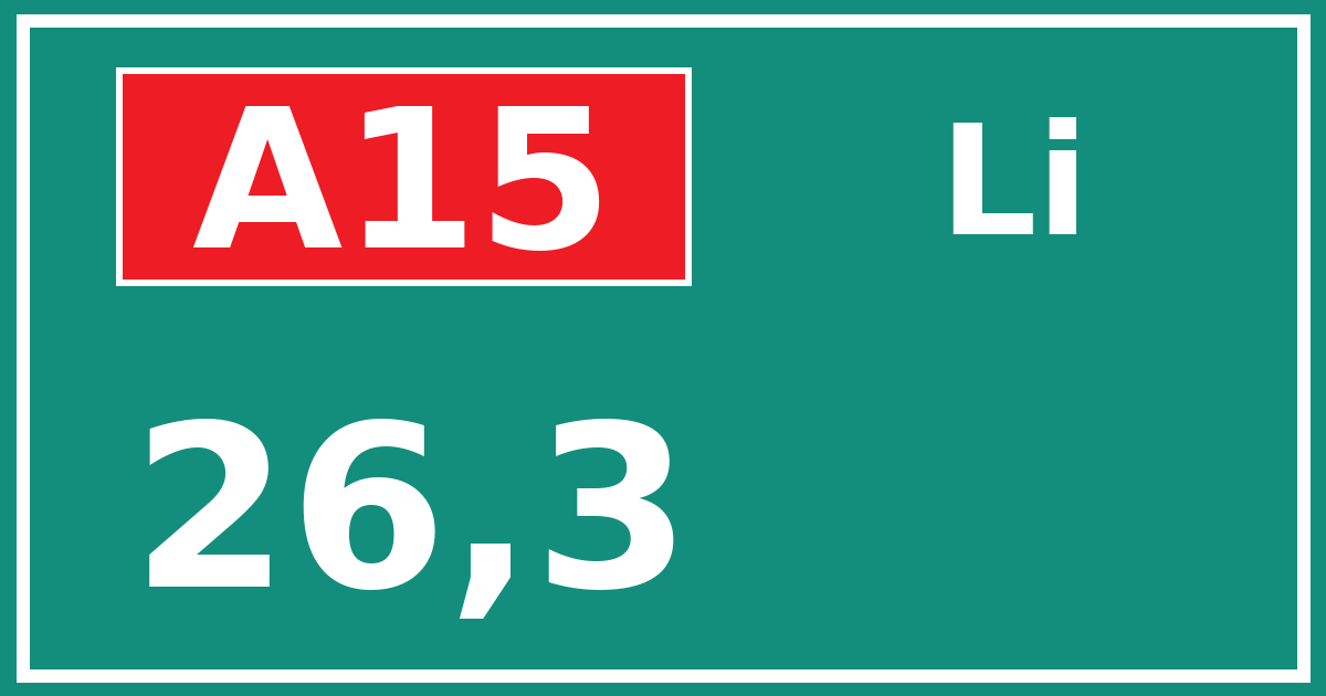 Hectometerbord A15 26,3 zijde Li