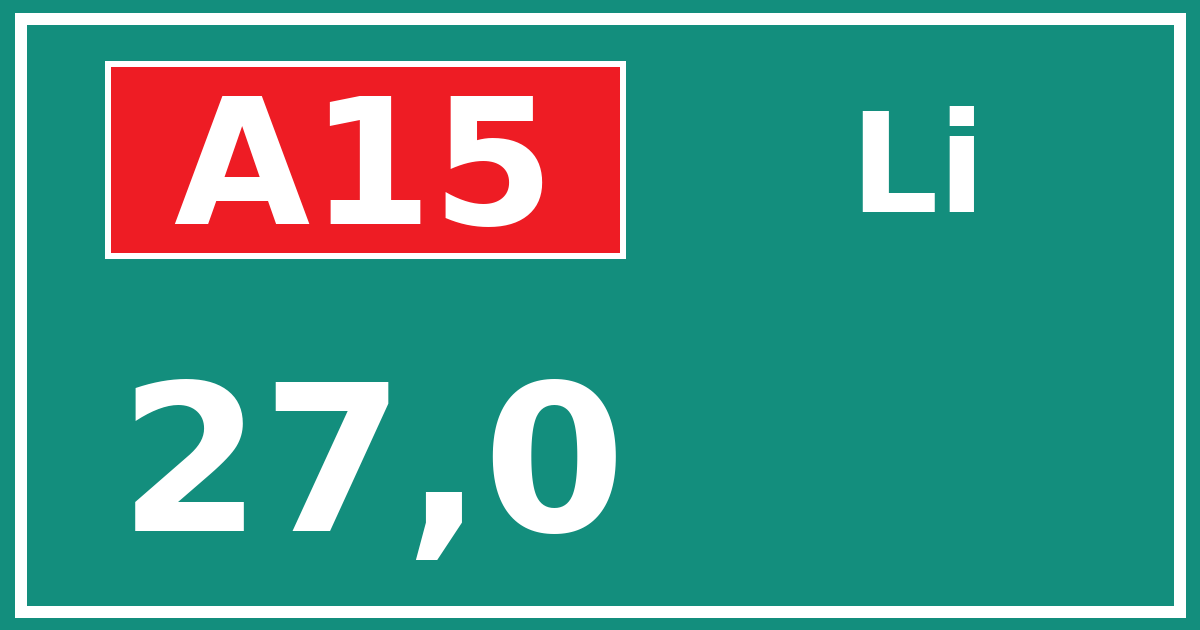 Hectometerbord A15 27,0 zijde Li