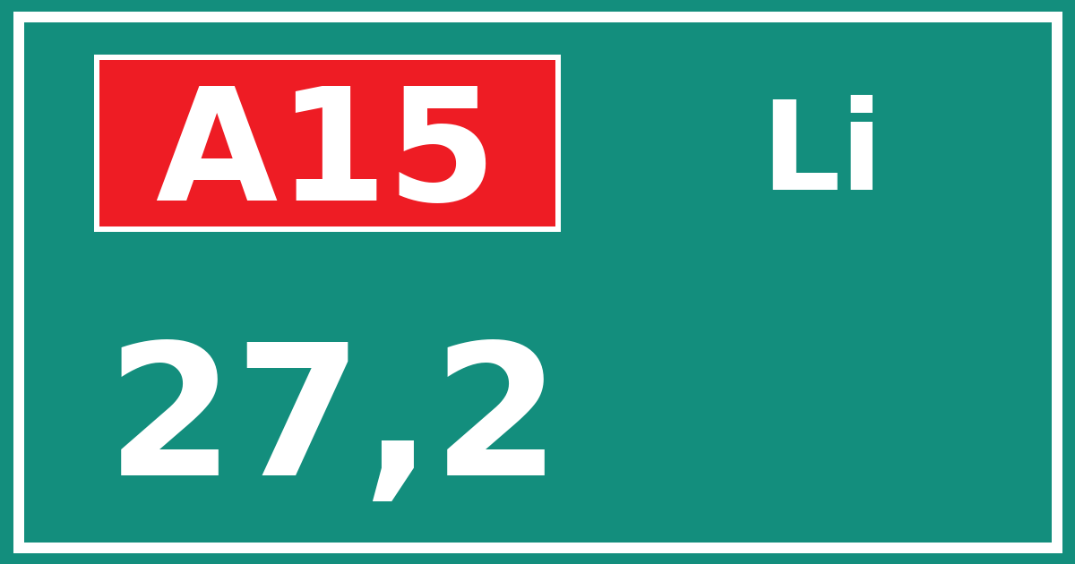 Hectometerbord A15 27,2 zijde Li