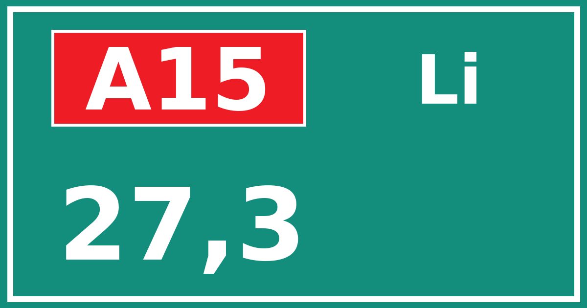 Hectometerbord A15 27,3 zijde Li