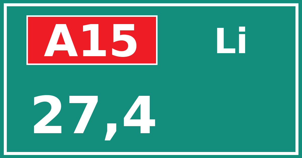 Hectometerbord A15 27,4 zijde Li