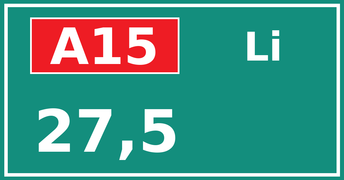 Hectometerbord A15 27,5 zijde Li