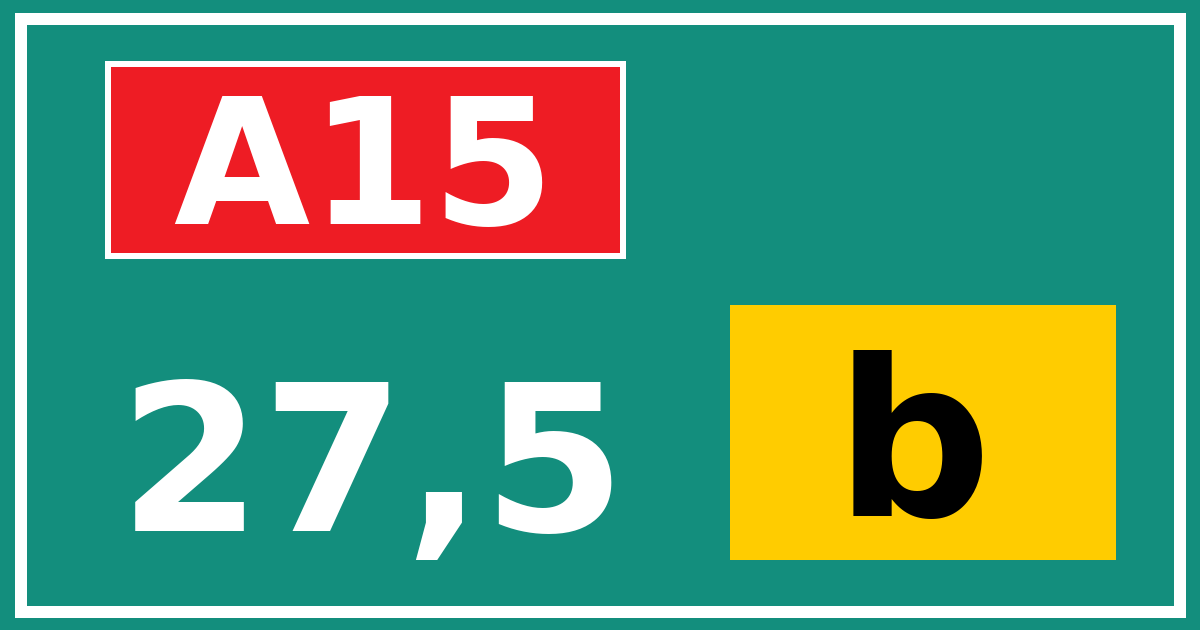Hectometerbord A15 27,5 letter b