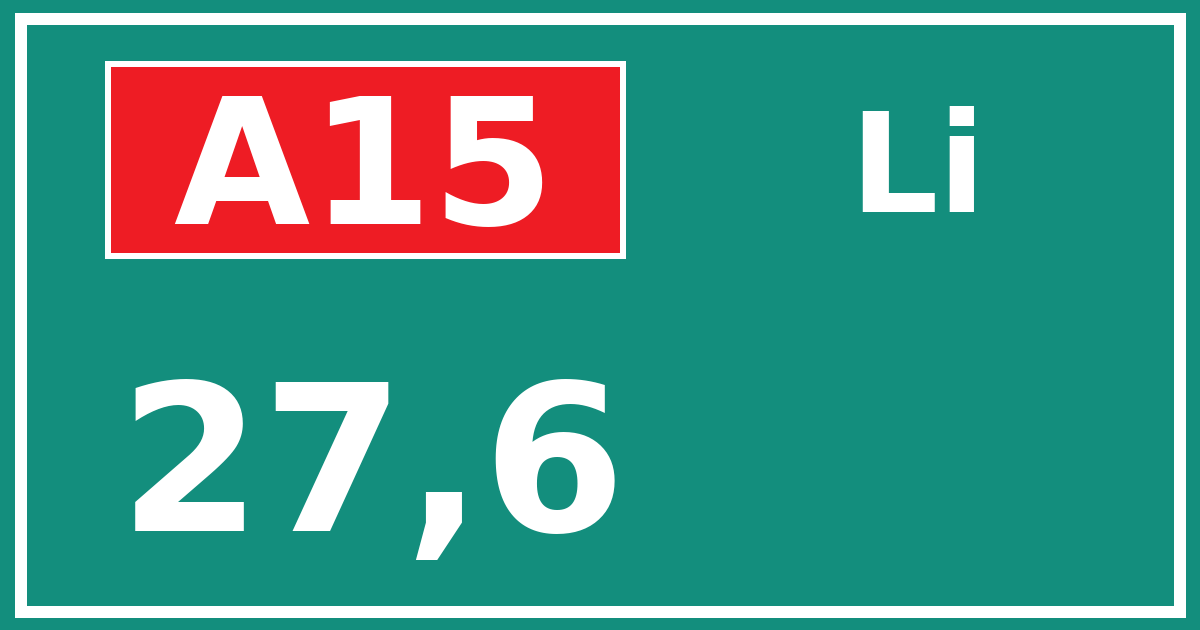 Hectometerbord A15 27,6 zijde Li