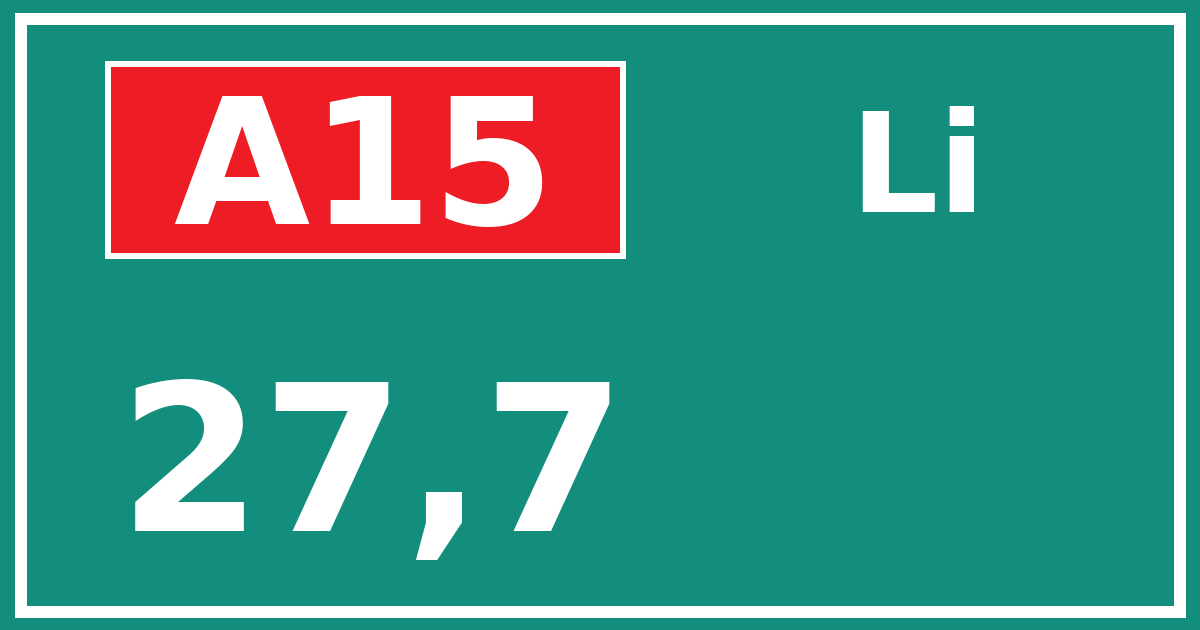 Hectometerbord A15 27,7 zijde Li