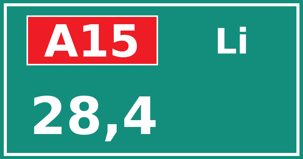 Hectometerbord A15 28,4 zijde Li