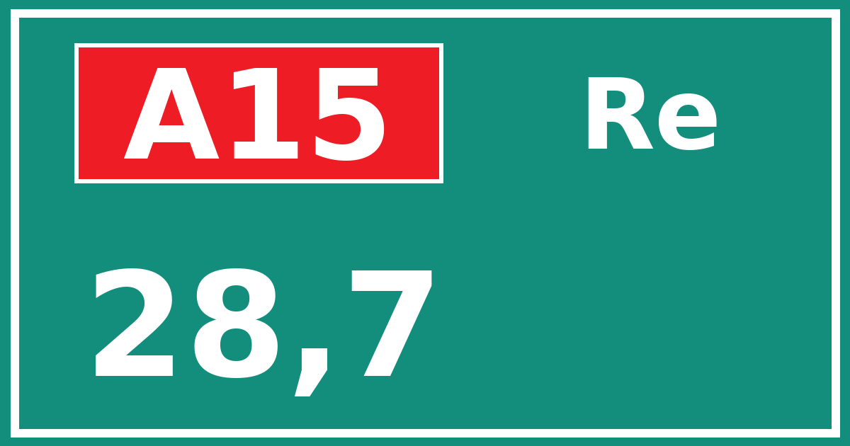 Hectometerbord A15 28,7 zijde Re