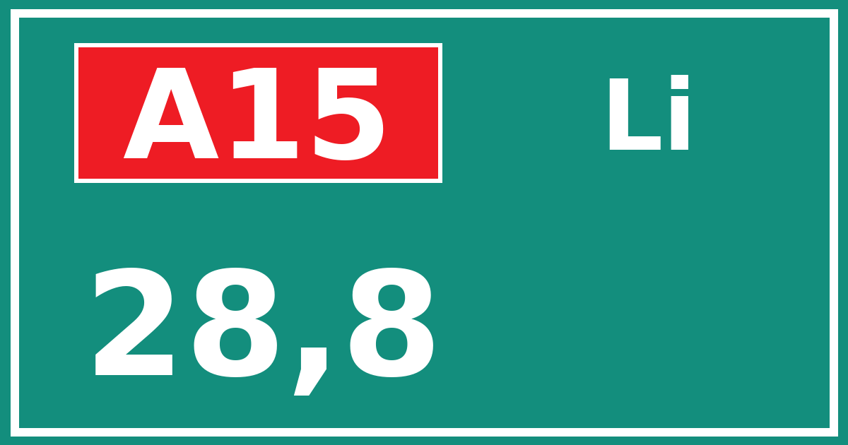 Hectometerbord A15 28,8 zijde Li