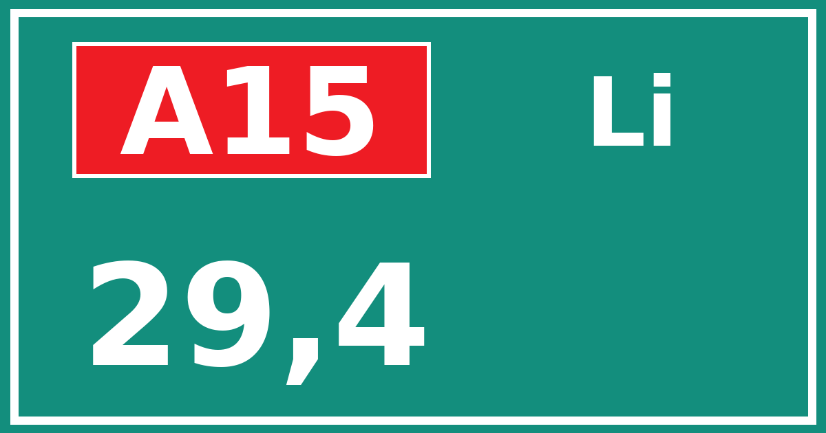Hectometerbord A15 29,4 zijde Li