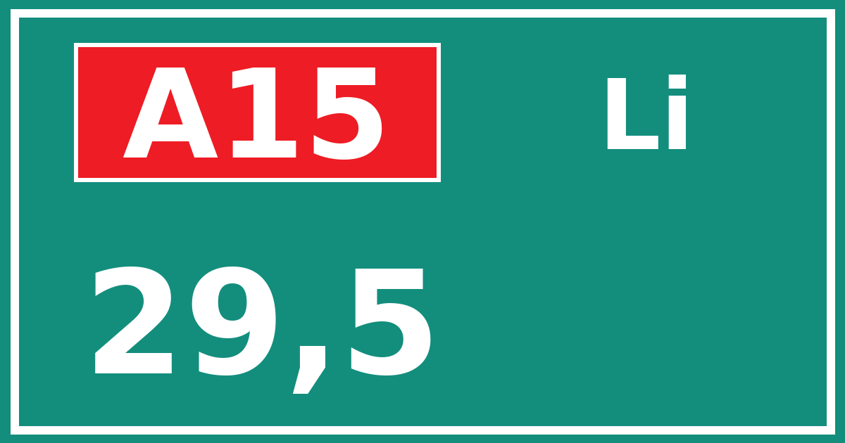 Hectometerbord A15 29,5 zijde Li