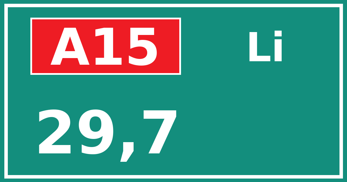 Hectometerbord A15 29,7 zijde Li