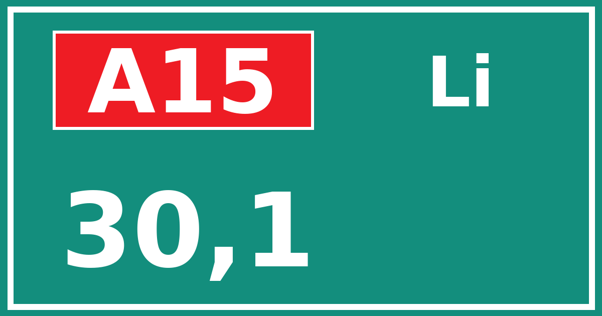 Hectometerbord A15 30,1 zijde Li