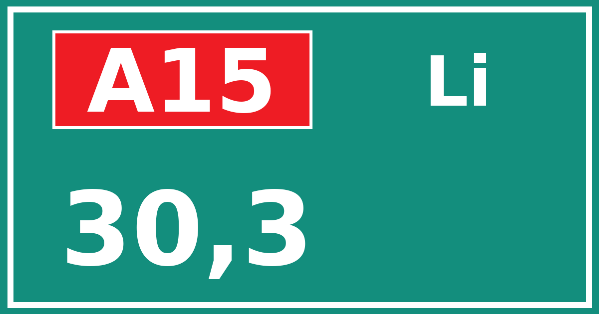 Hectometerbord A15 30,3 zijde Li
