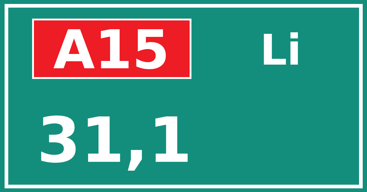 Hectometerbord A15 31,1 zijde Li