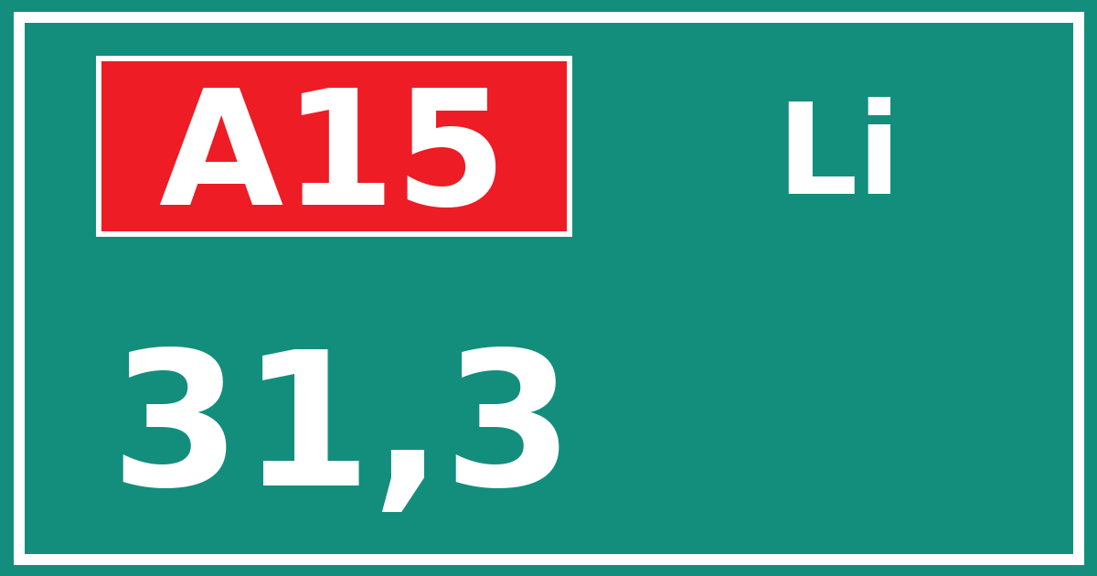 Hectometerbord A15 31,3 zijde Li