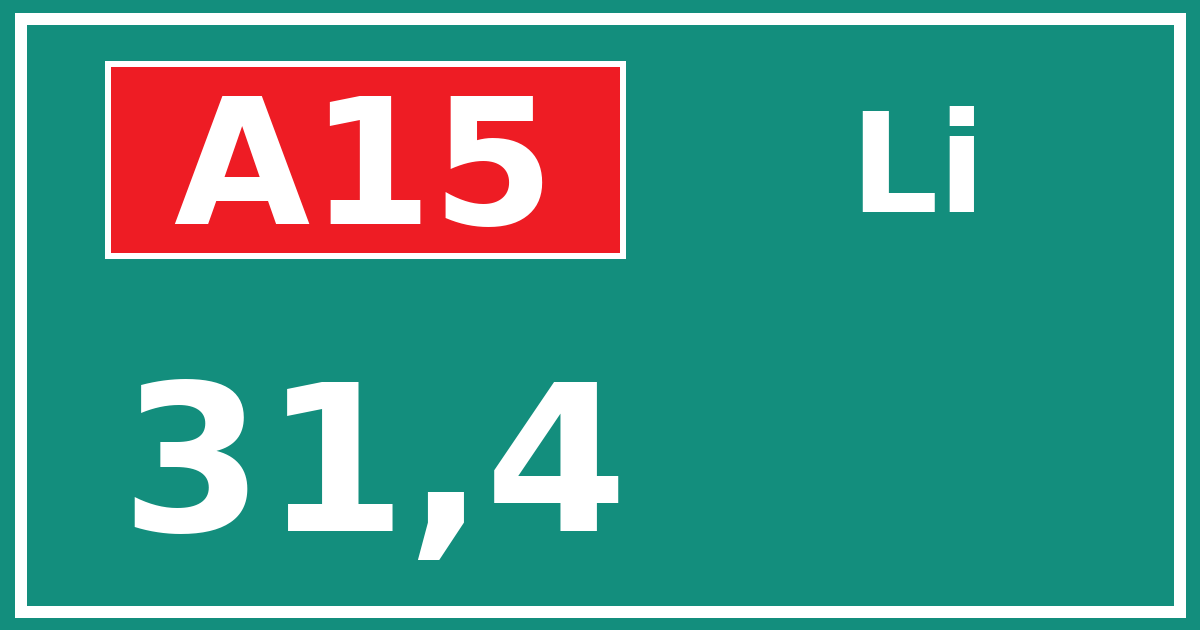 Hectometerbord A15 31,4 zijde Li