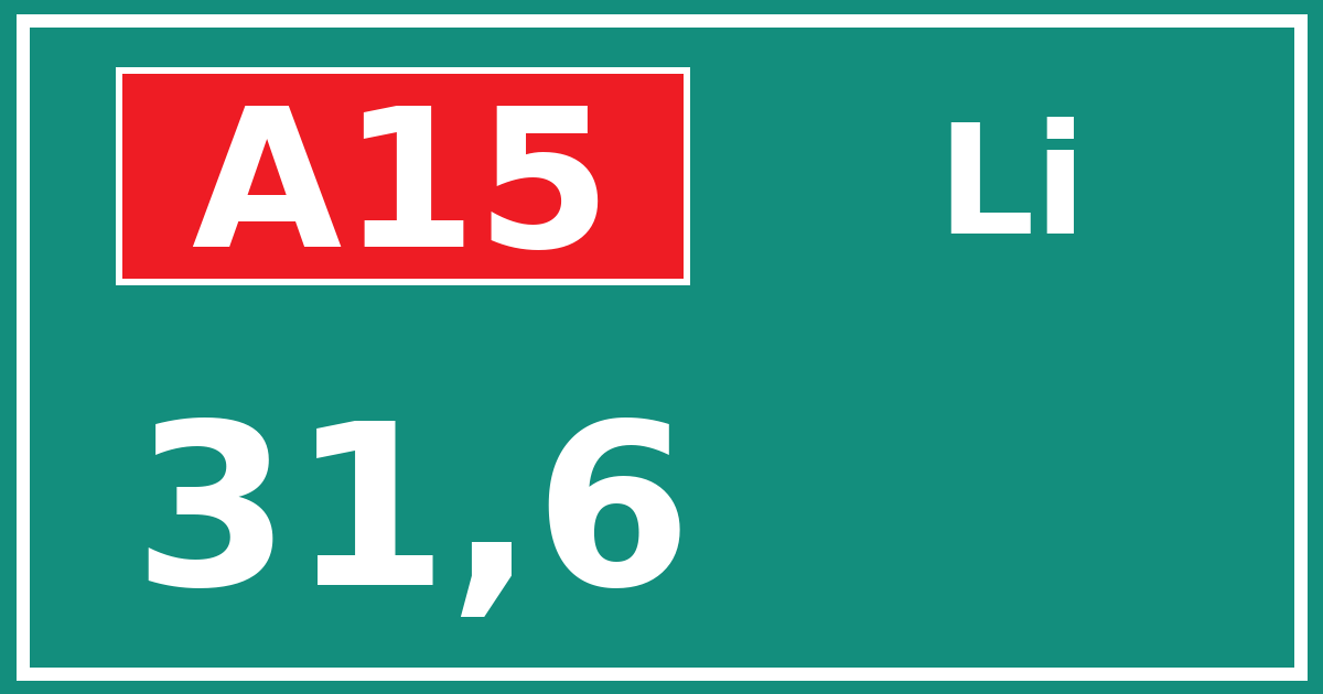 Hectometerbord A15 31,6 zijde Li