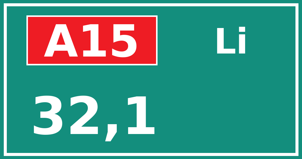 Hectometerbord A15 32,1 zijde Li
