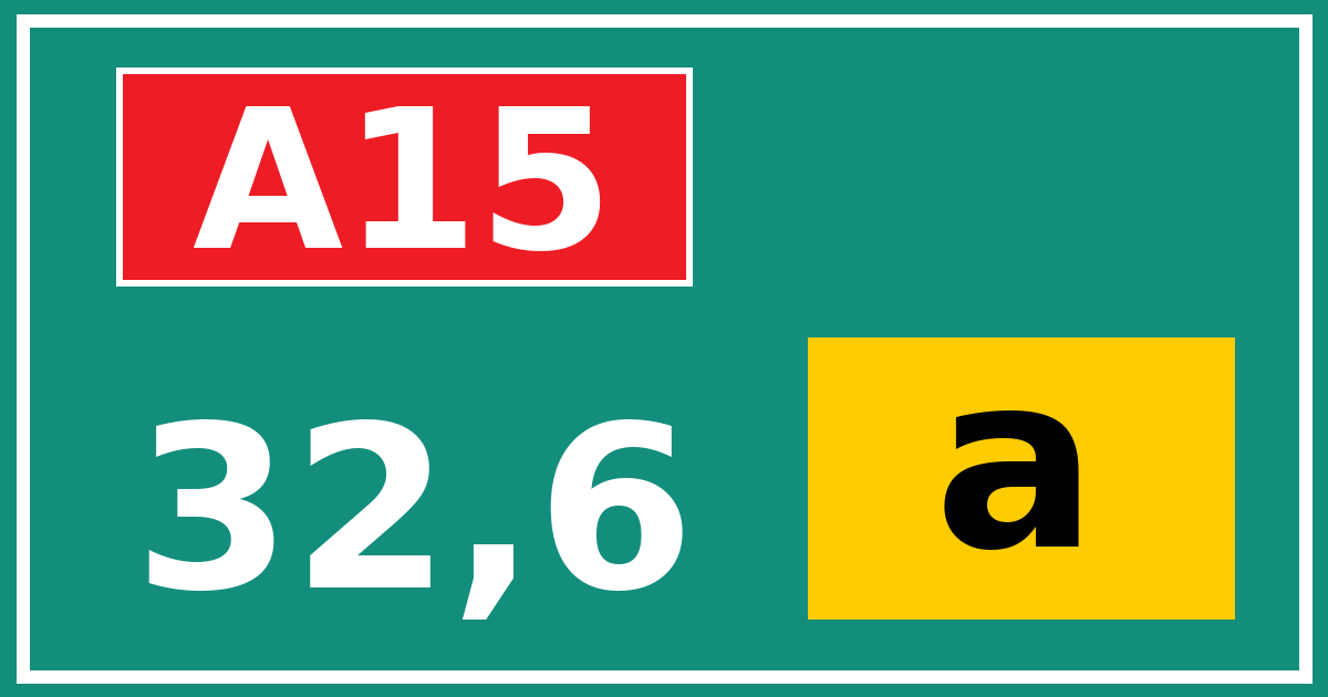 Hectometerbord A15 32,6 letter a