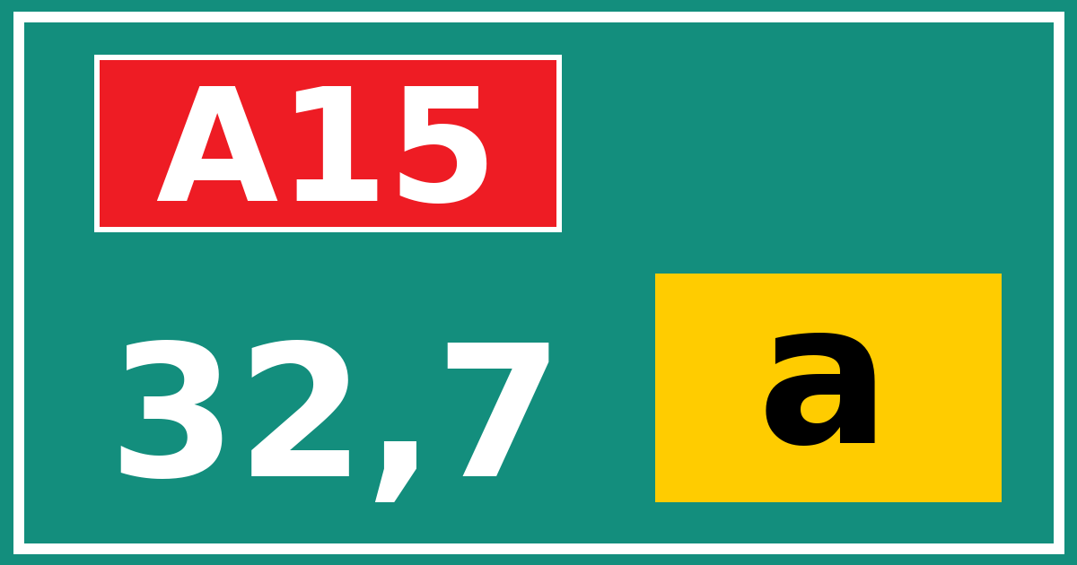 Hectometerbord A15 32,7 letter a