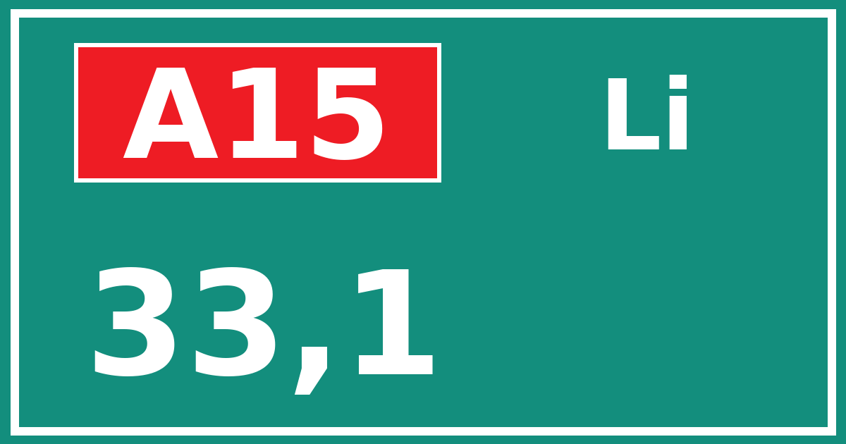 Hectometerbord A15 33,1 zijde Li