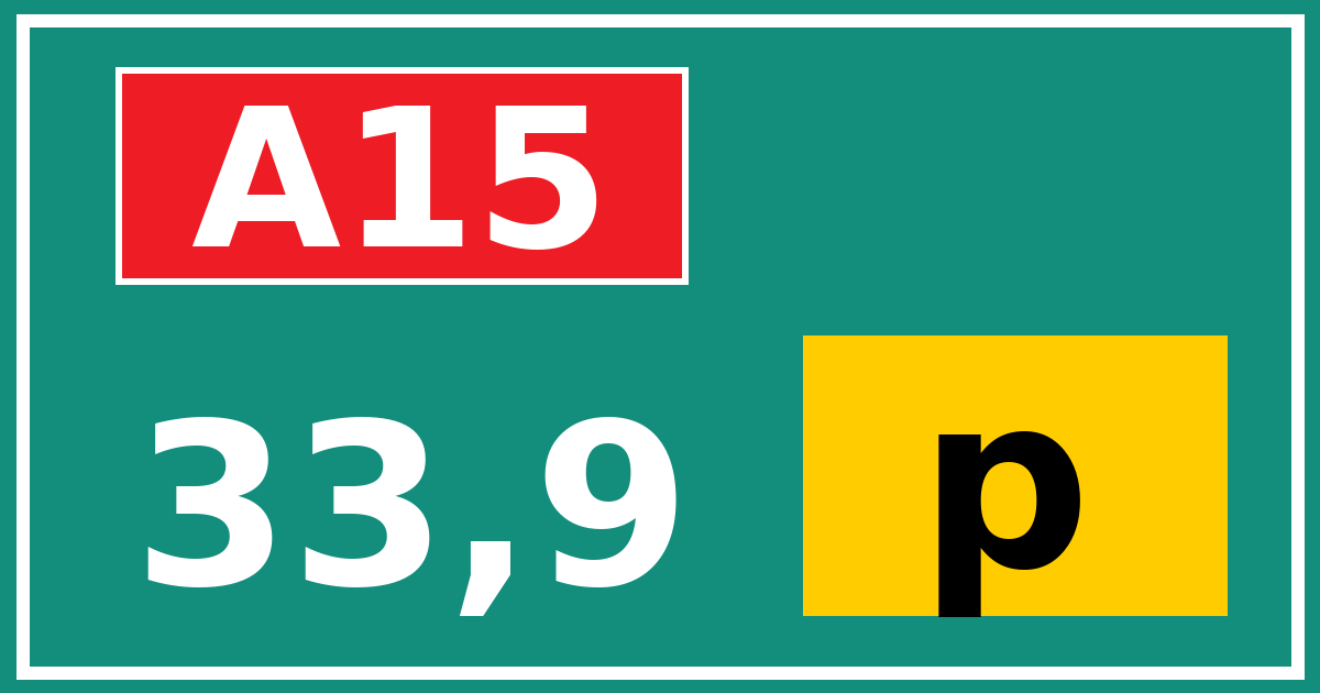 Hectometerbord A15 33,9 letter p